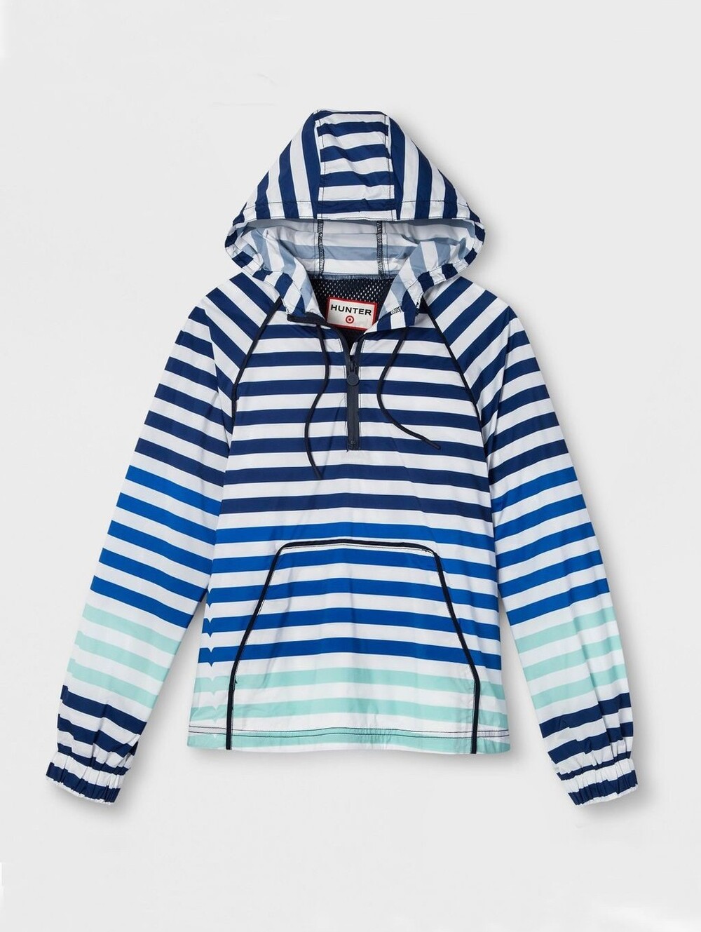 Hunter Kids Striped Hooded Rain Spring Jacket Navy Blue Mint Size XL NWOT